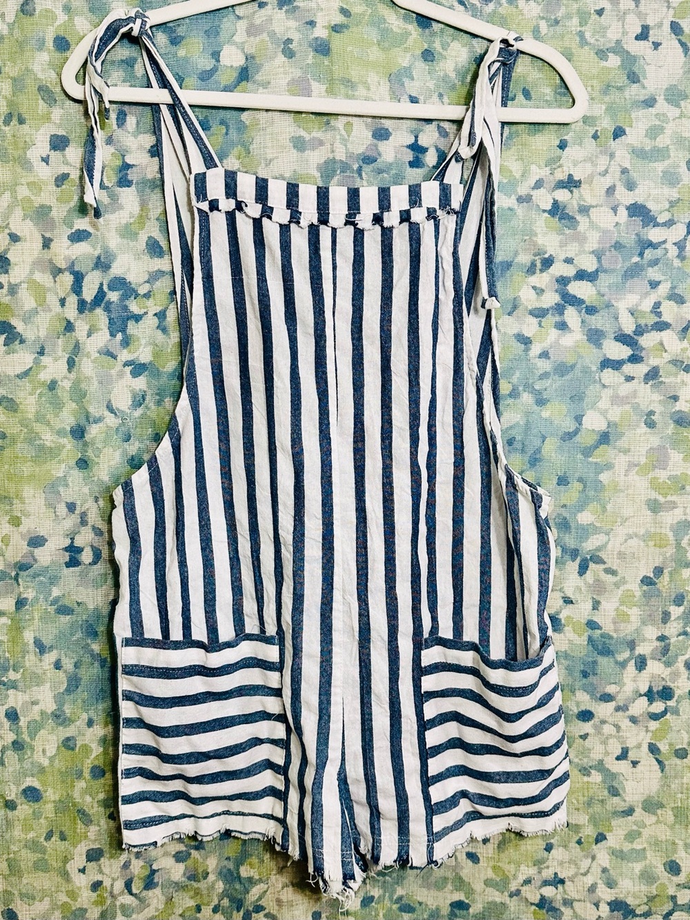 Into Blue White Stripe Tie Strap Romper Size 8
